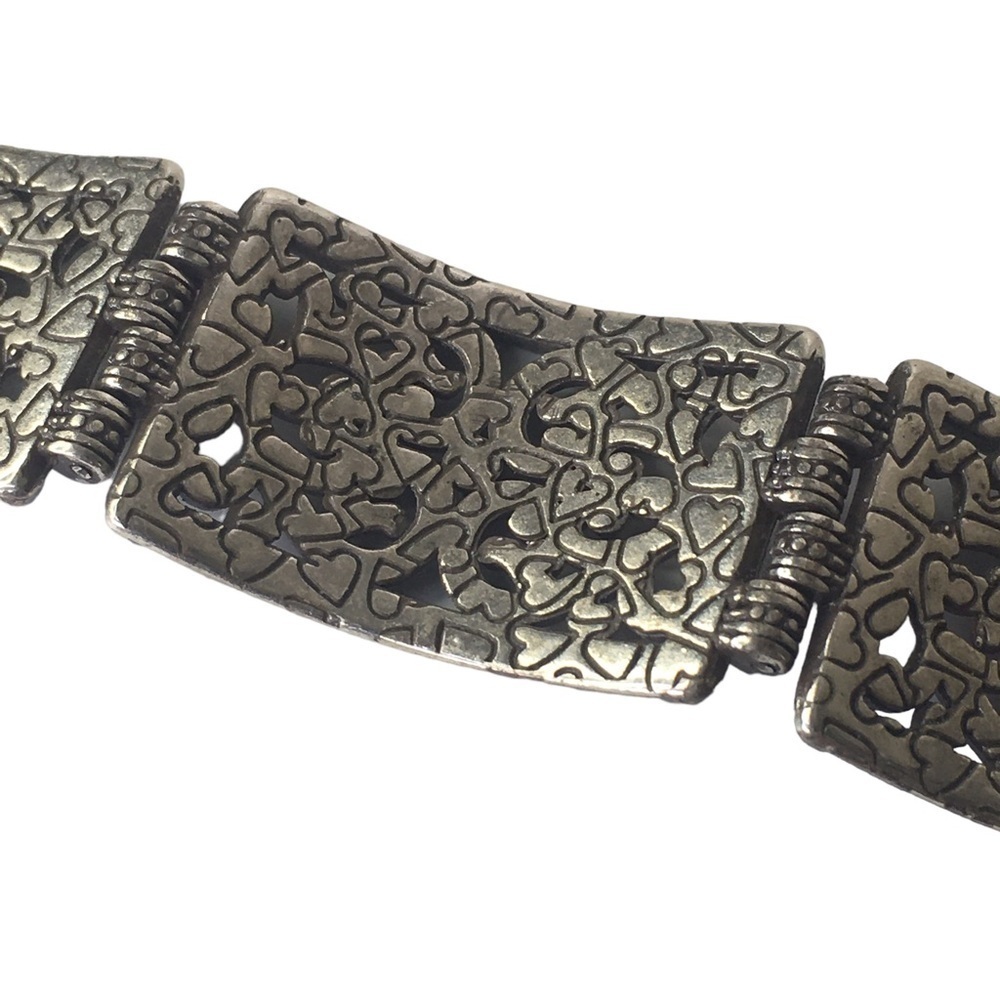 Brighton Vintage "Berkeley" Scroll Link Bracelet Silver Plate Retired Hearts - Picture 10 of 13